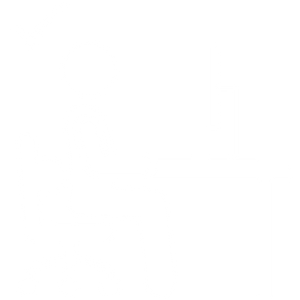 Posture icon of person sitting upright at desk with ergonomic back support, illustrating proper workstation setup to reduce neck and shoulder pain