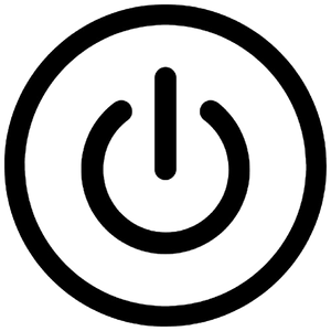 Circular power button icon representing one-touch operation for TheraPexa cordless massager