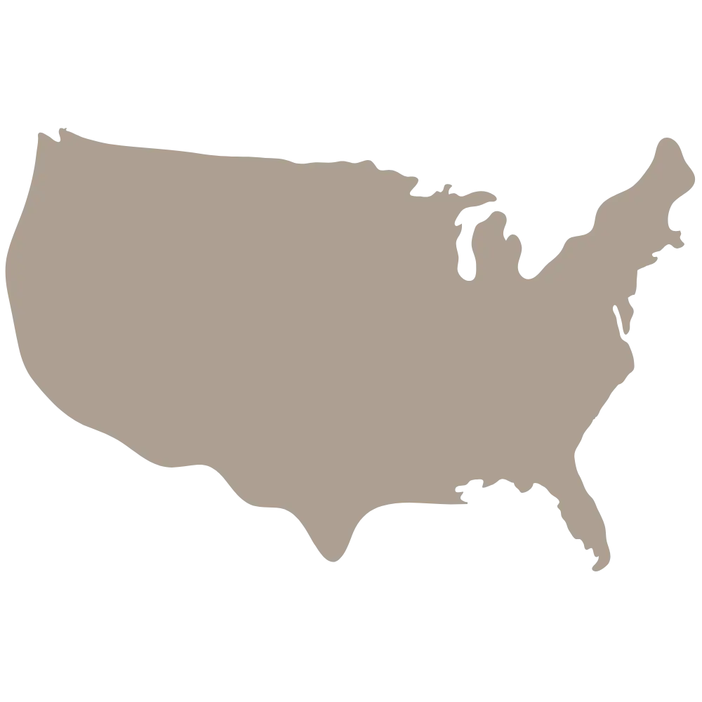 USA map icon in neutral tone, representing TheraPexa’s U.S.-based shipping and customer support